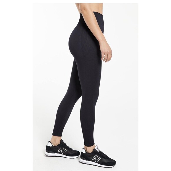 Z SUPPLY Walk It Out Seamless Legging Black M/L High Rise Ribbed Edge Nylon - Picture 2 of 8